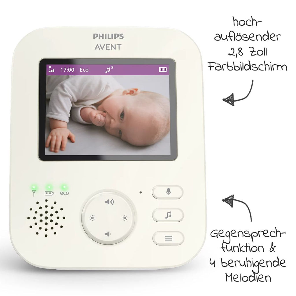Videobabycall Advanced med kamera og 2,8'' skjerm bakside