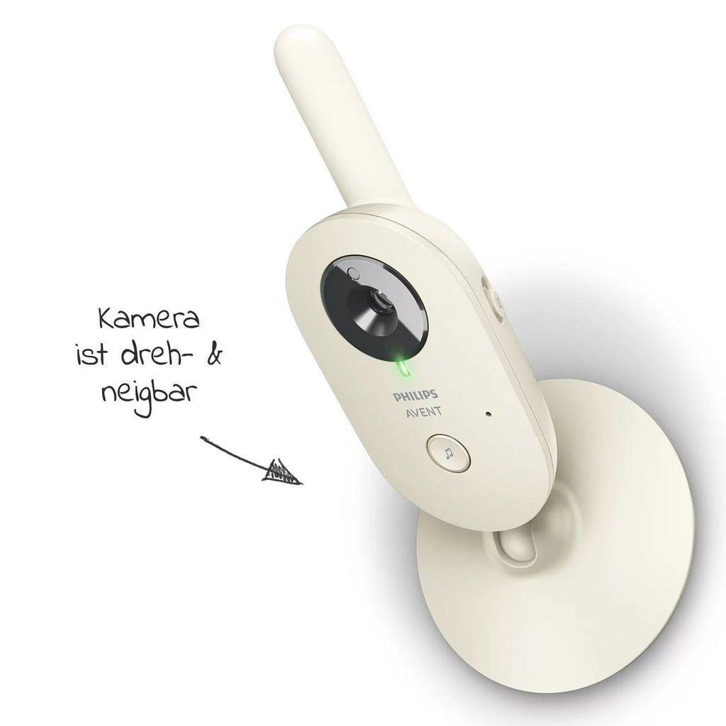Nærbilde av LCD-skjerm på Videobabycall Advanced med kamera og 2,8'' skjerm