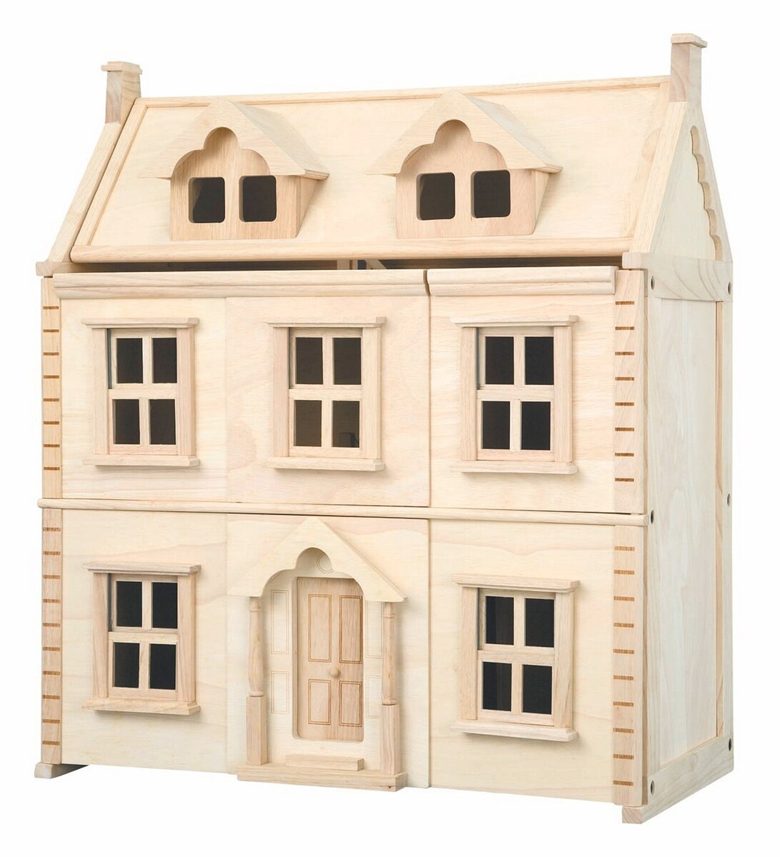 Viktoriansk dukkehus i tre med 2 etasjer 62,9 x 71,2 cm forfra