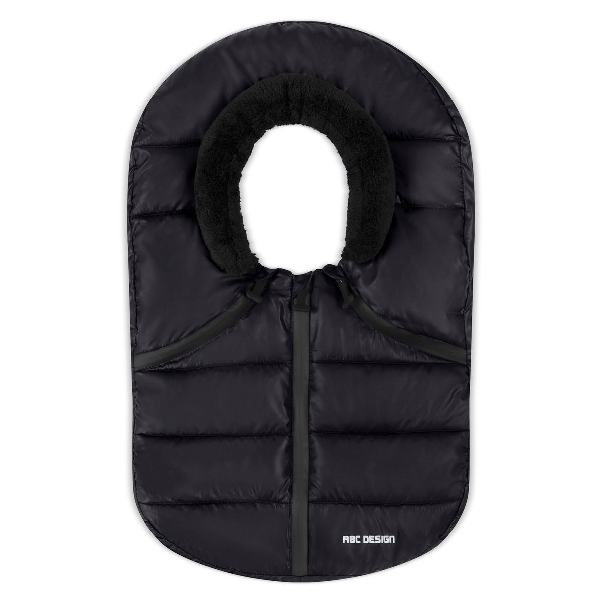 Vinterpose til babystol Tulip i-Size, termofleece, svart forfra