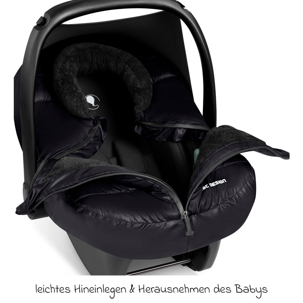Montert Vinterpose til babystol Tulip i-Size, termofleece, svart i babystol