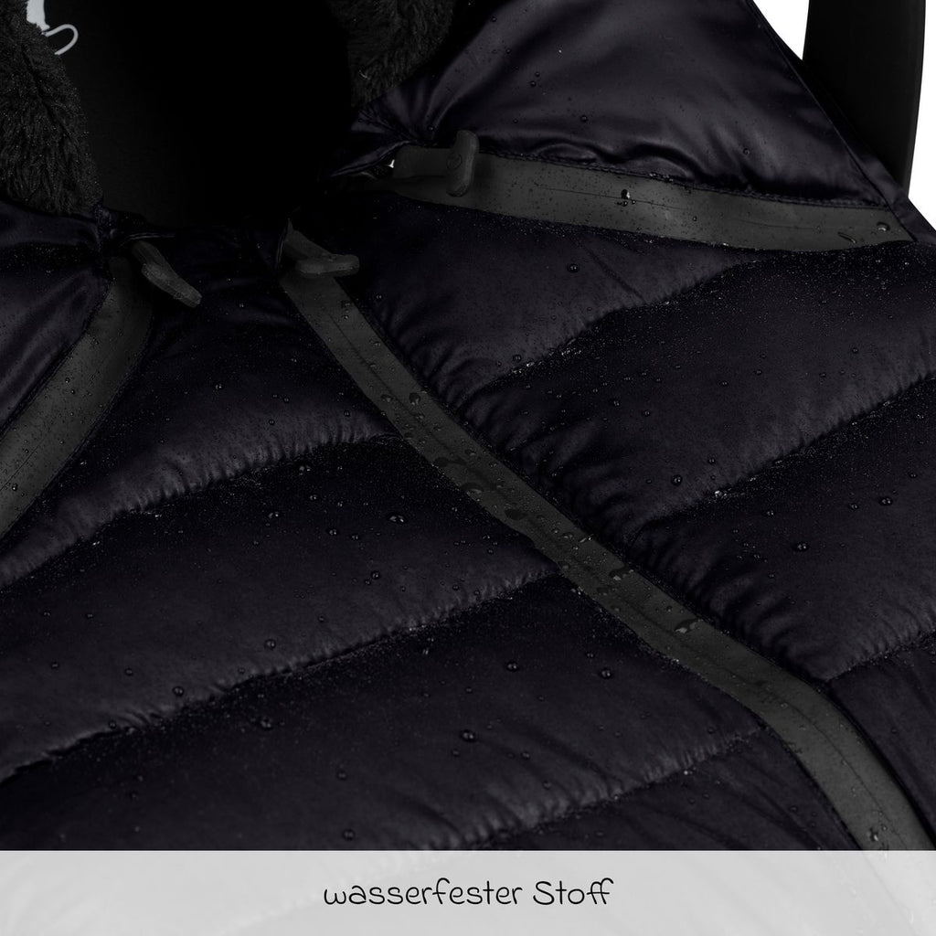 Vinterpose til babystol Tulip i-Size, termofleece, svart med elastisk gummistrikk