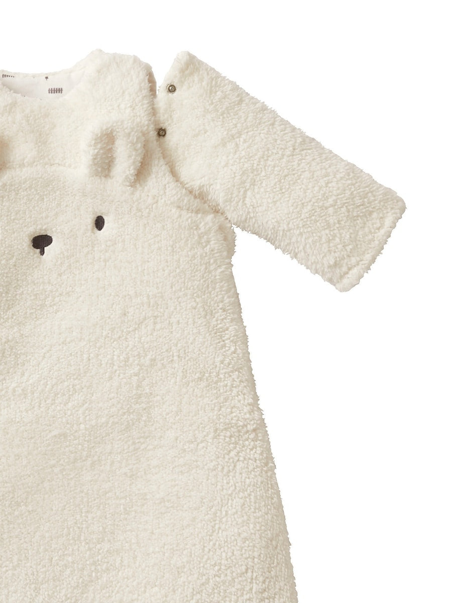 Detalj av avtakbare ermer på Vintersovepose med avtakbare ermer teddyfleece TOG 3