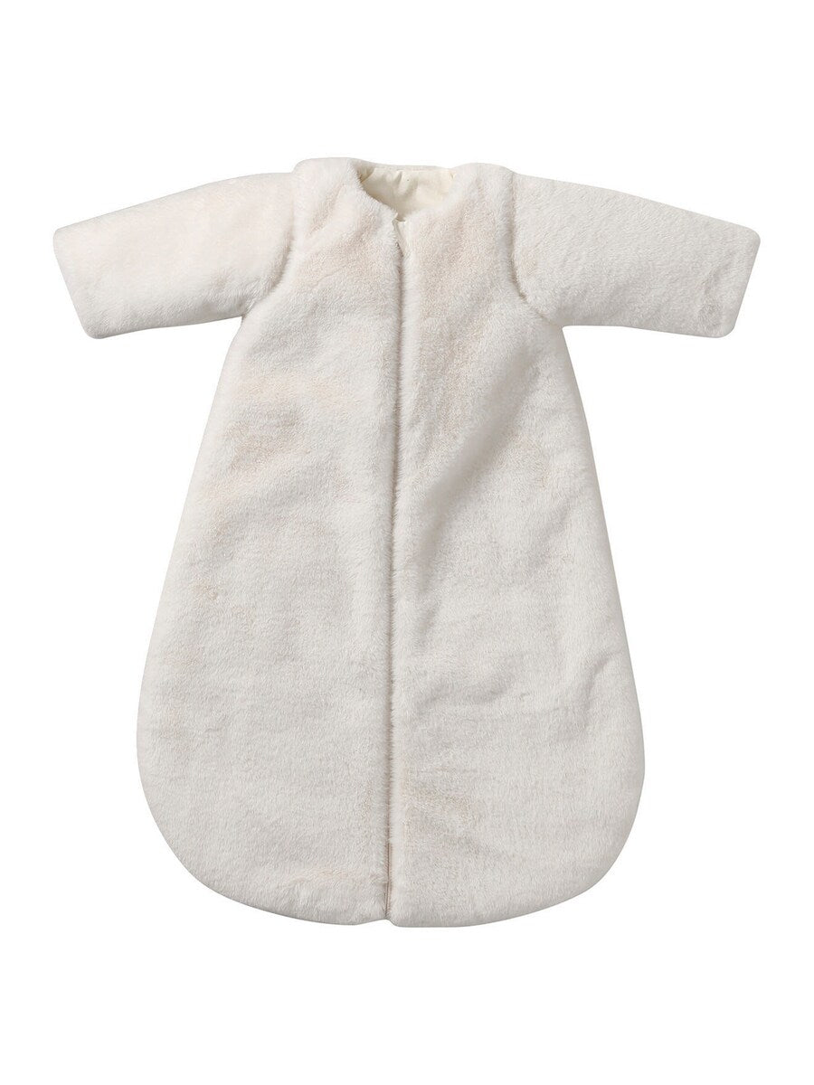 Vintersovepose for baby med avtagbare ermer, kunstpels forfra