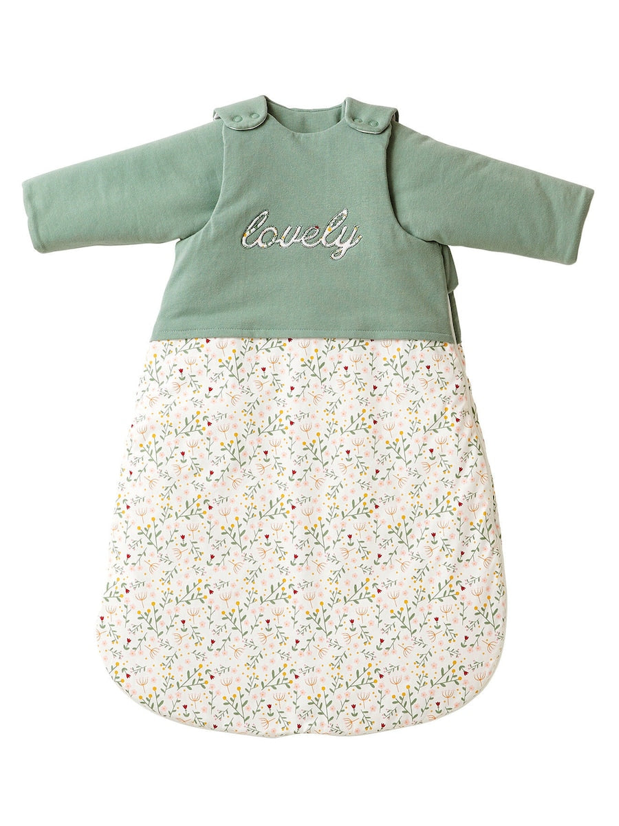 Bakside av vintersovepose for baby BLUMENZAUBER med avtakbare ermer