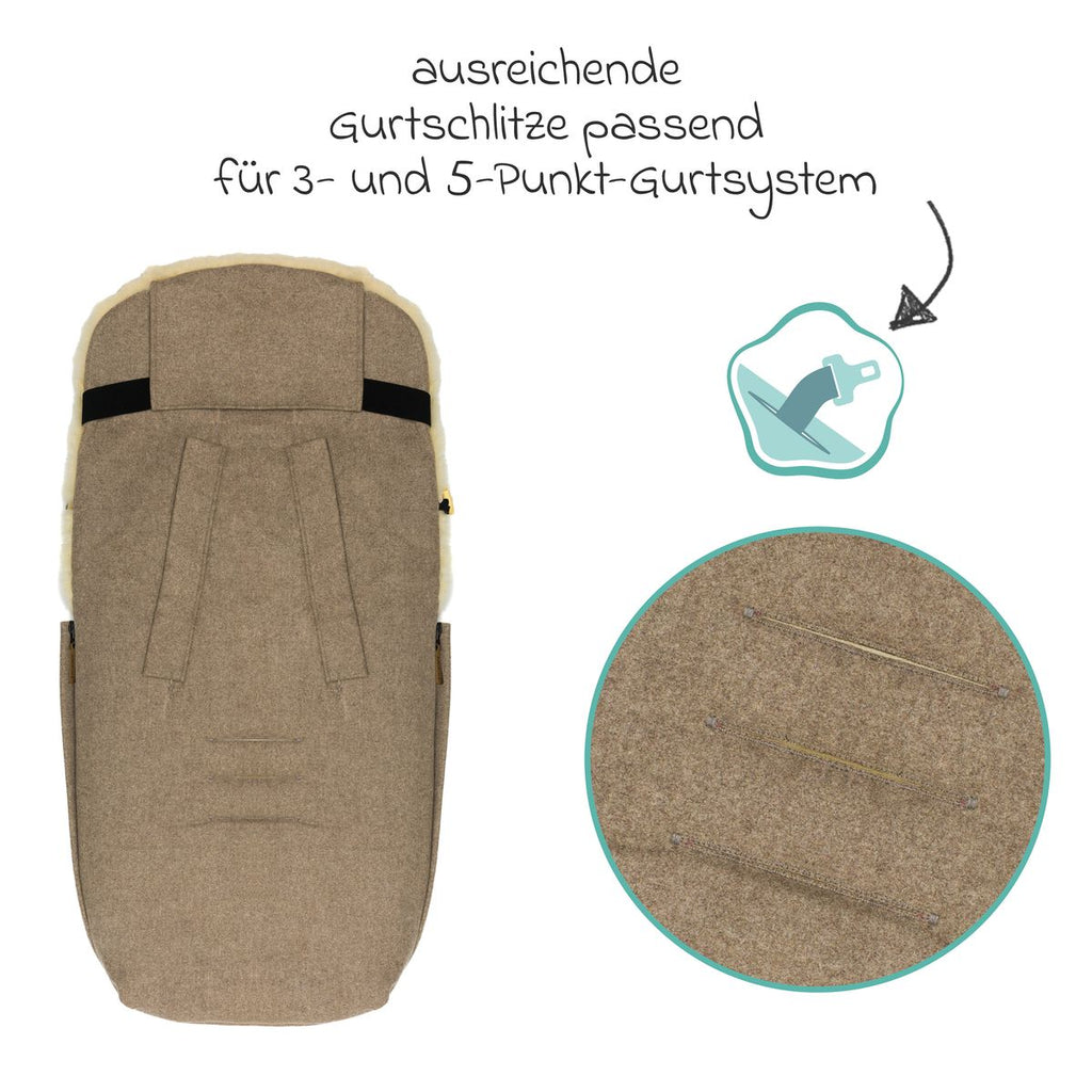 Vognpose Bernina Wool i brun farge detalj