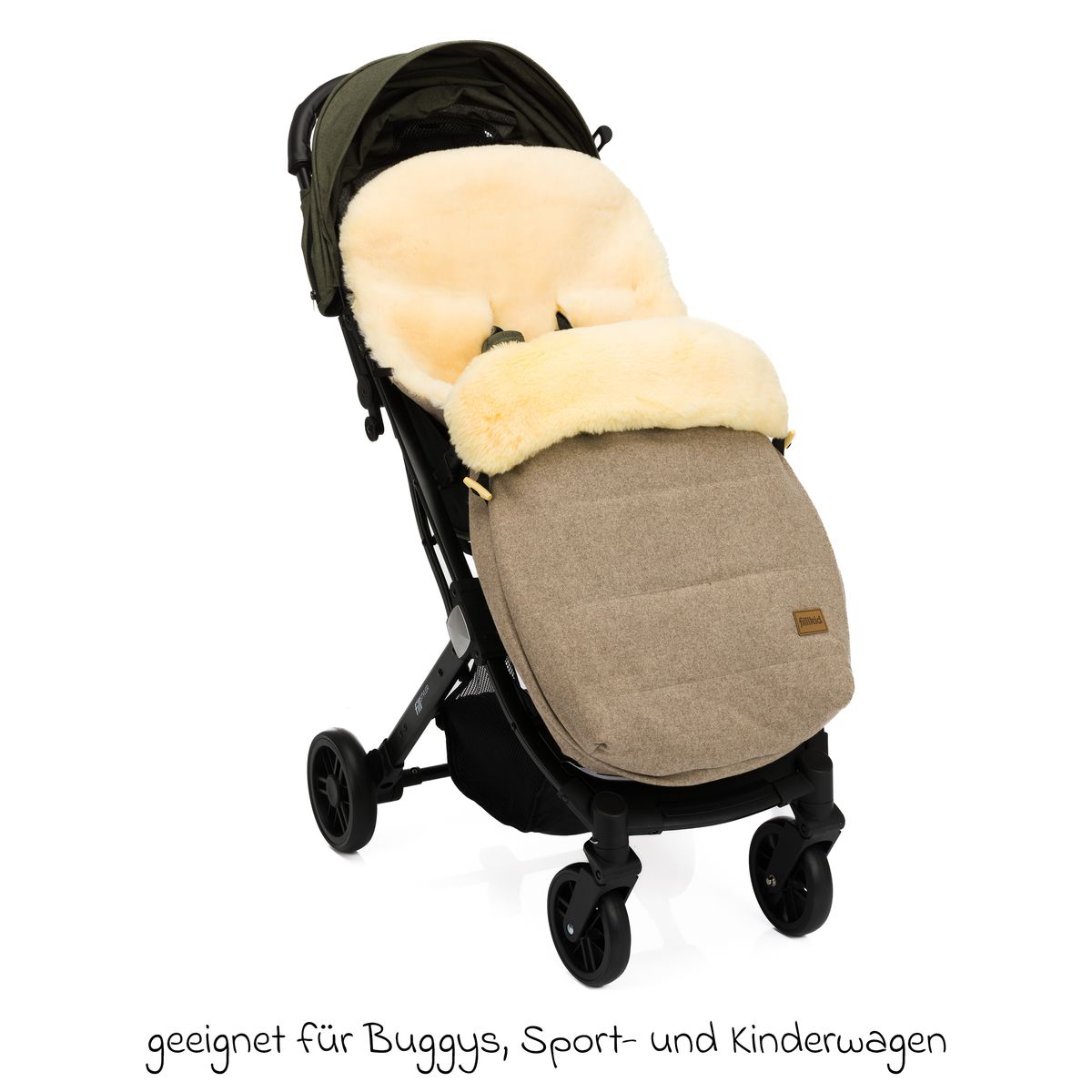 Detalj av glidelås på Vognpose Bernina Wool