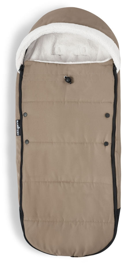 Vognpose i fleece med avtakbar hette taupe BABYZEN YOYO forfra