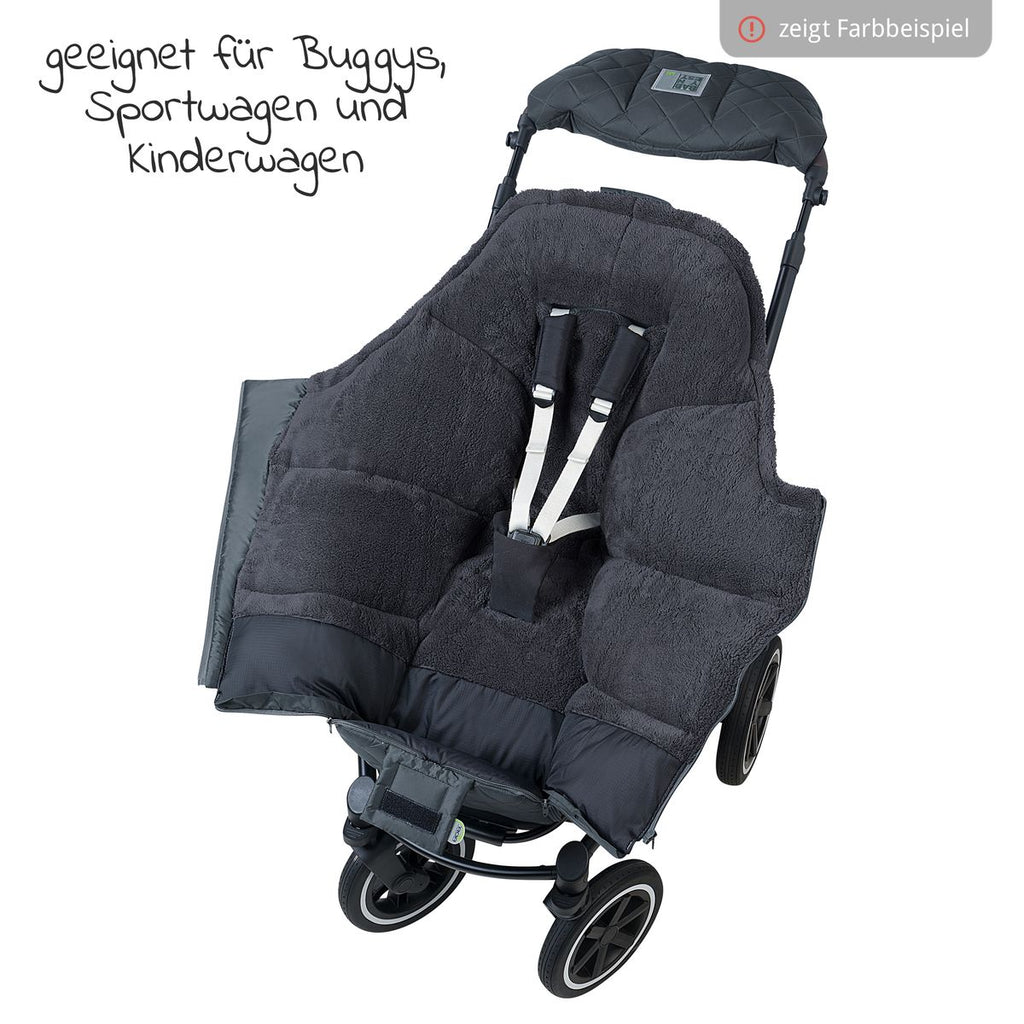Detalj av fleece materiale på Vognpose Gino-cs i fleece til barnevogn, sort