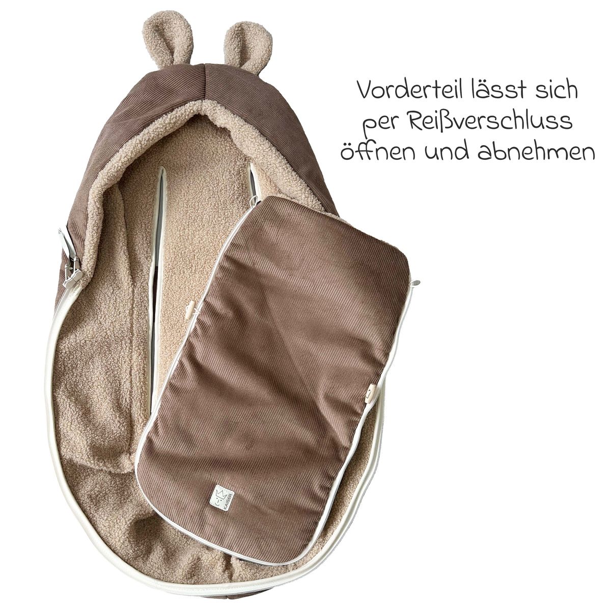 Vognpose Hima i fleece til babystol og bag med åpen klaff