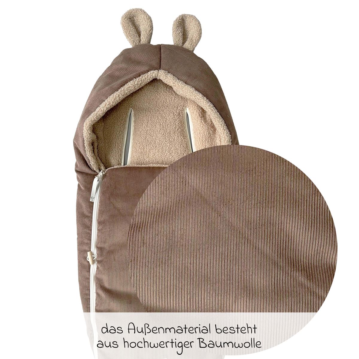 Nærbilde av stoffet på Vognpose Hima i fleece