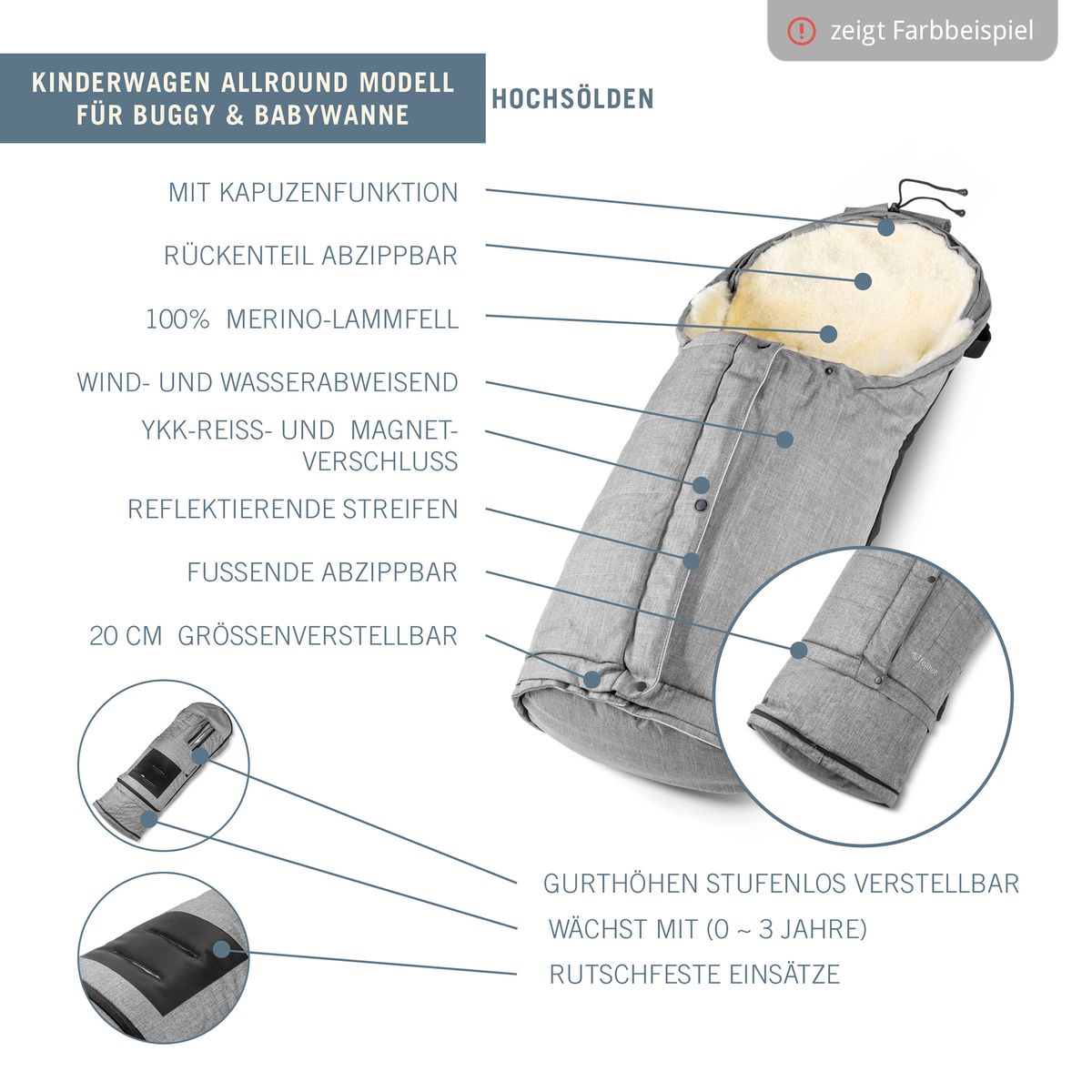 Vognpose Hochsölden montert i barnevogn