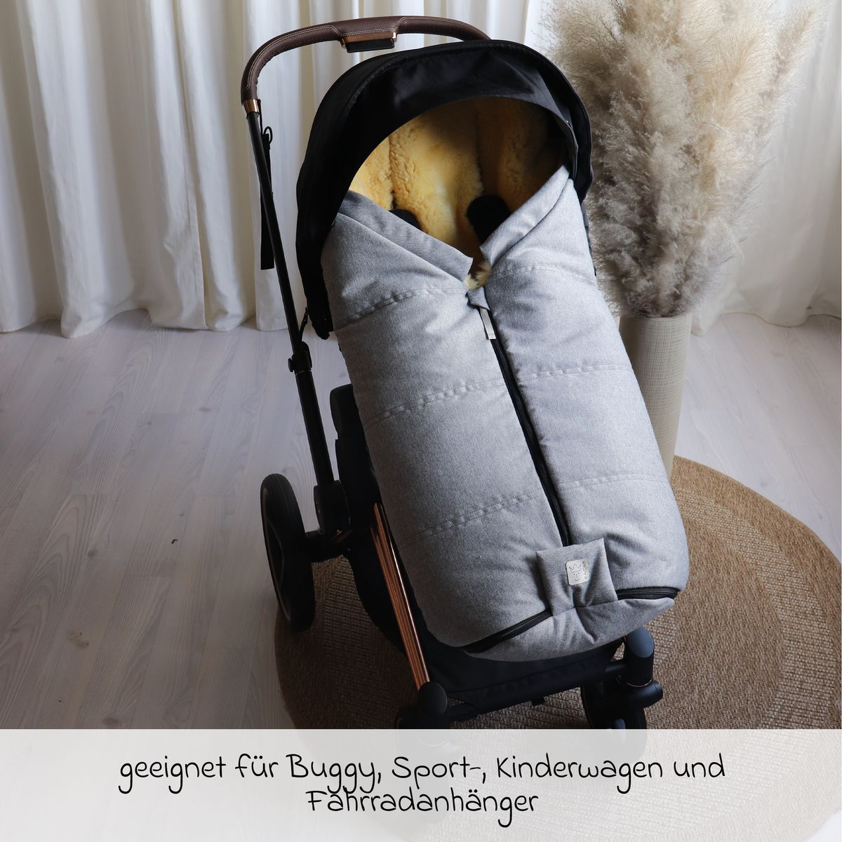 Montert Vognpose Iglu 2.0 i lammeskinn i barnevogn