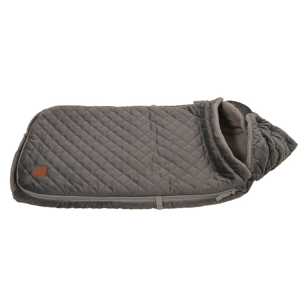 Nærbilde av fleecefôr i Vognpose i fleece Velvet Kiki 93 x 43 cm grå
