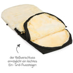 Vognpose i lammeskinn Bernina Style 100x50 cm - Fillikid sammenrullet