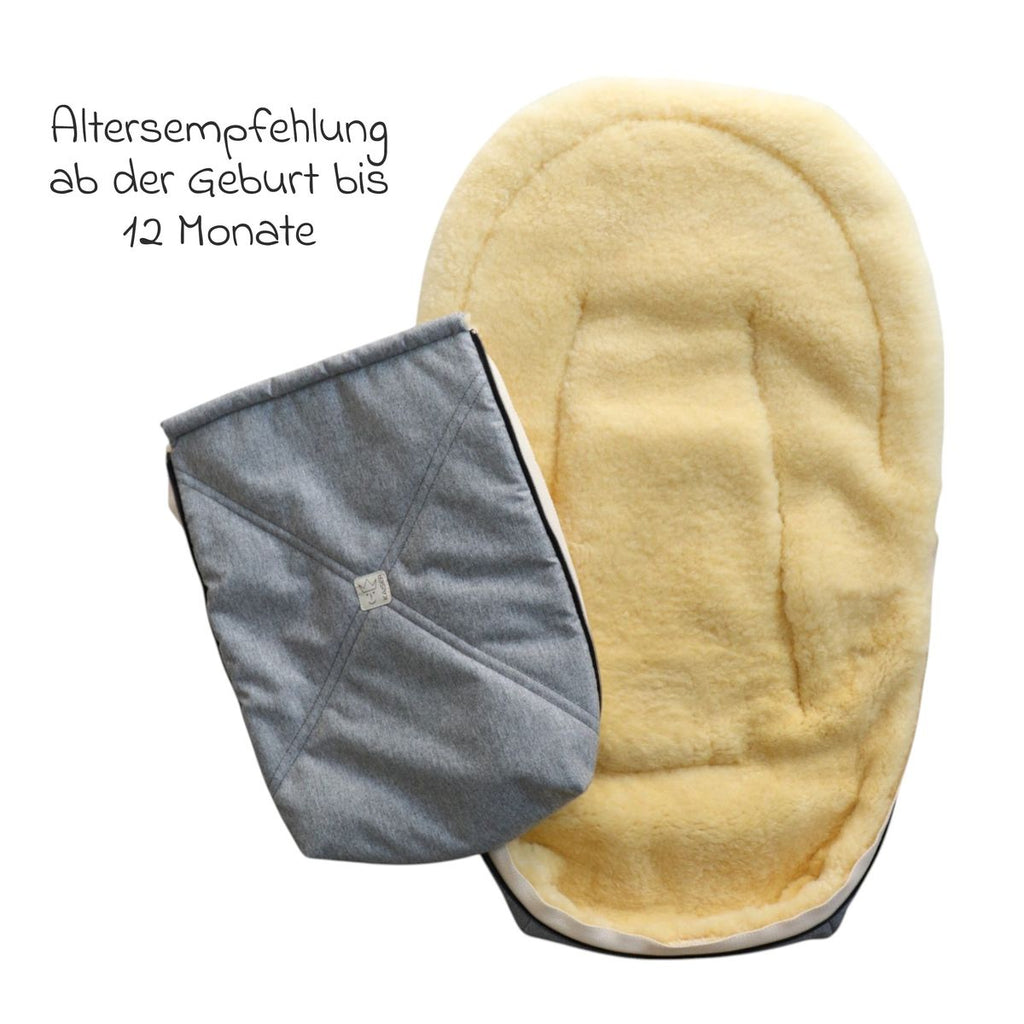 Vognpose i lammeskinn Emmy 80x37 cm, 0-12 mnd - Kaiser med sikkerhetsbelter