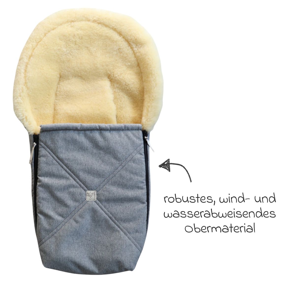 Vognpose i lammeskinn Emmy 80x37 cm, 0-12 mnd - Kaiser vannavvisende utside