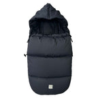 Vognpose Little Dowwny i dun til babystol og bag, sort forfra