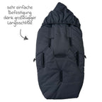 Vognpose Little Dowwny i dun til babystol og bag, sort montert i babystol