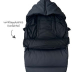 Vognpose Little Dowwny i dun til babystol og bag, sort nærbilde av dunfyll