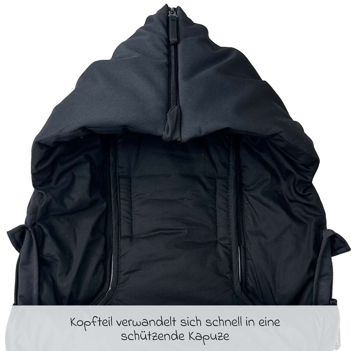 Vognpose Little Dowwny i dun til babystol og bag, sort - Kaiser
