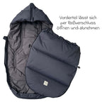 Visning av sikkerhetsåpninger på Vognpose Little Dowwny i dun til babystol og bag, antrasitt