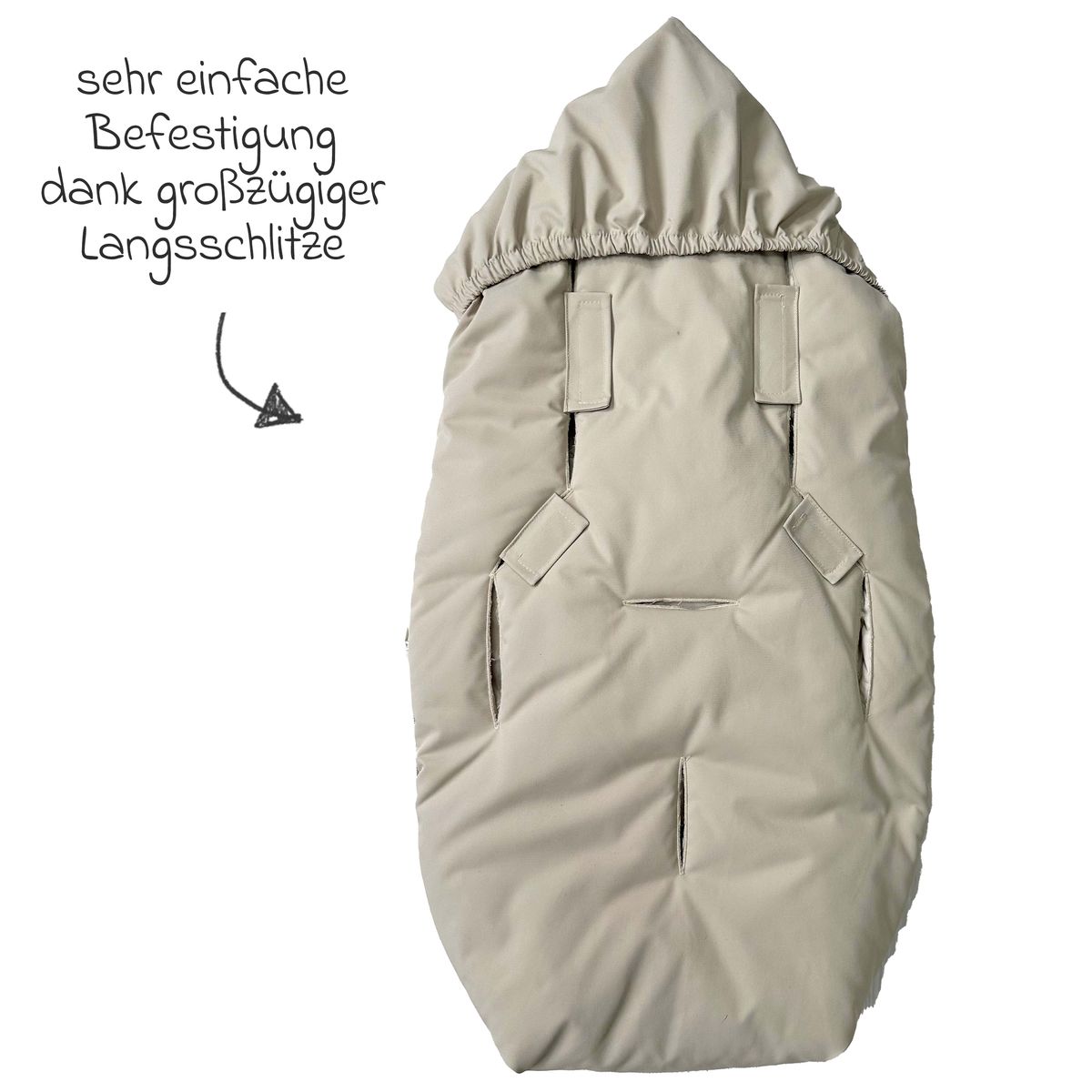 Montert vognpose Little Dowwny i dun til babystol og bag, sand