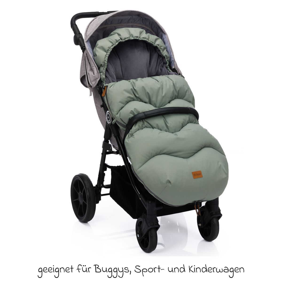 Detalj av glidelås på Vognpose Ogre i fleece Fillikid