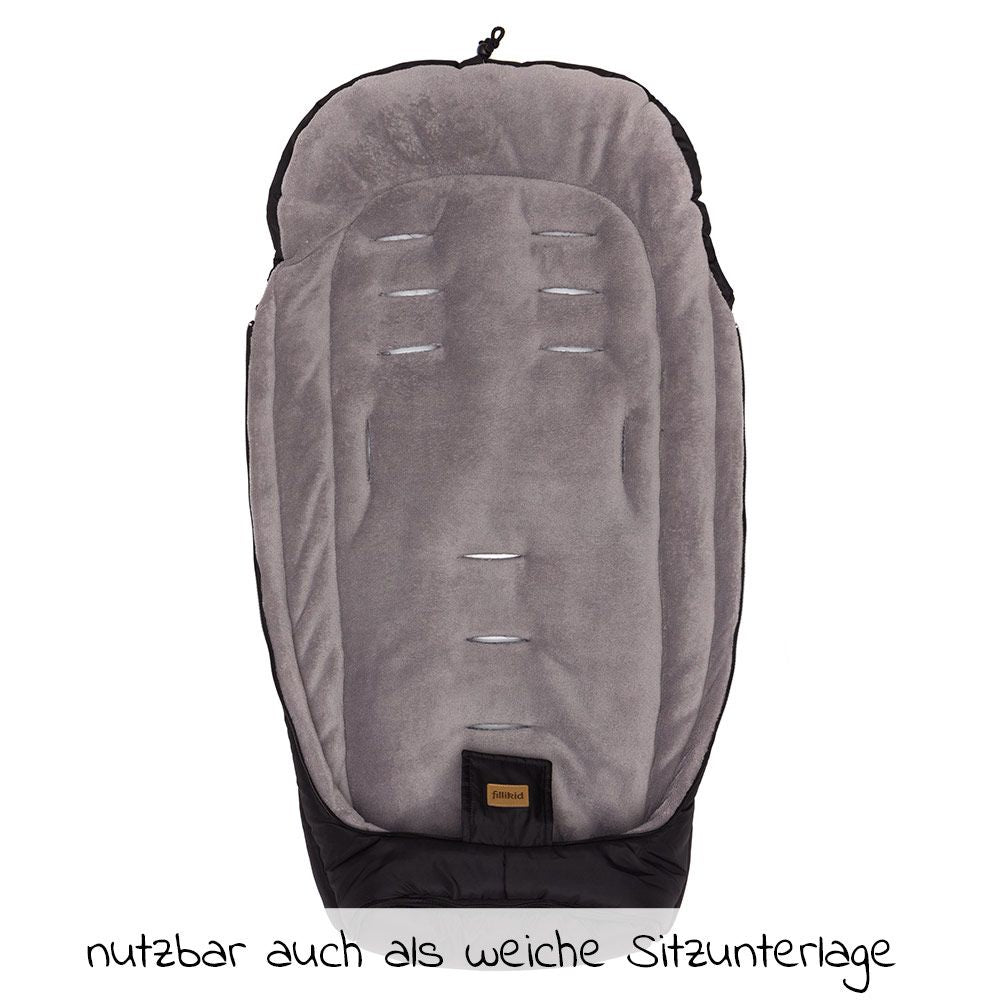 Montert Vognpose Peak i fleece med sklisikker bakside svart i barnevogn