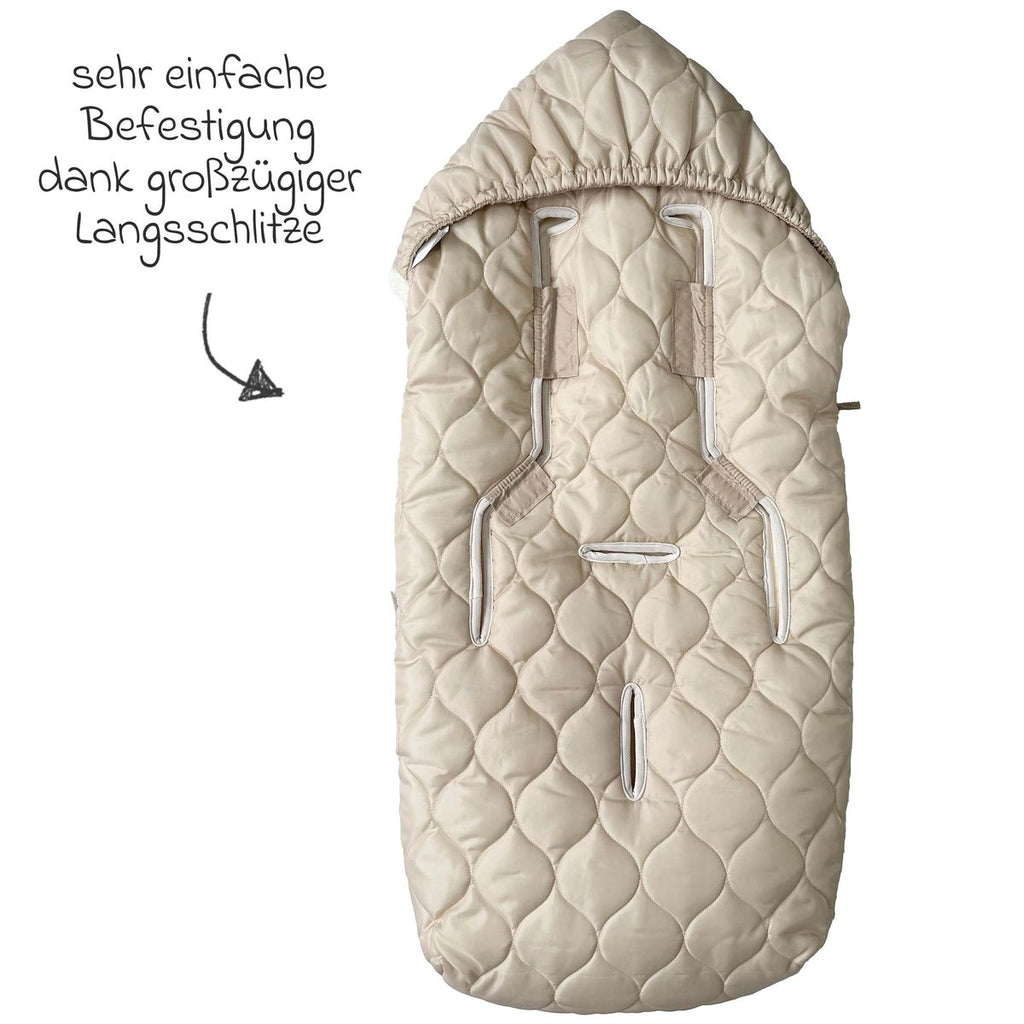 Detalj av mykt fleecefôr i Vognpose Recy XL i 100 % resirkulert polyester sandkrem