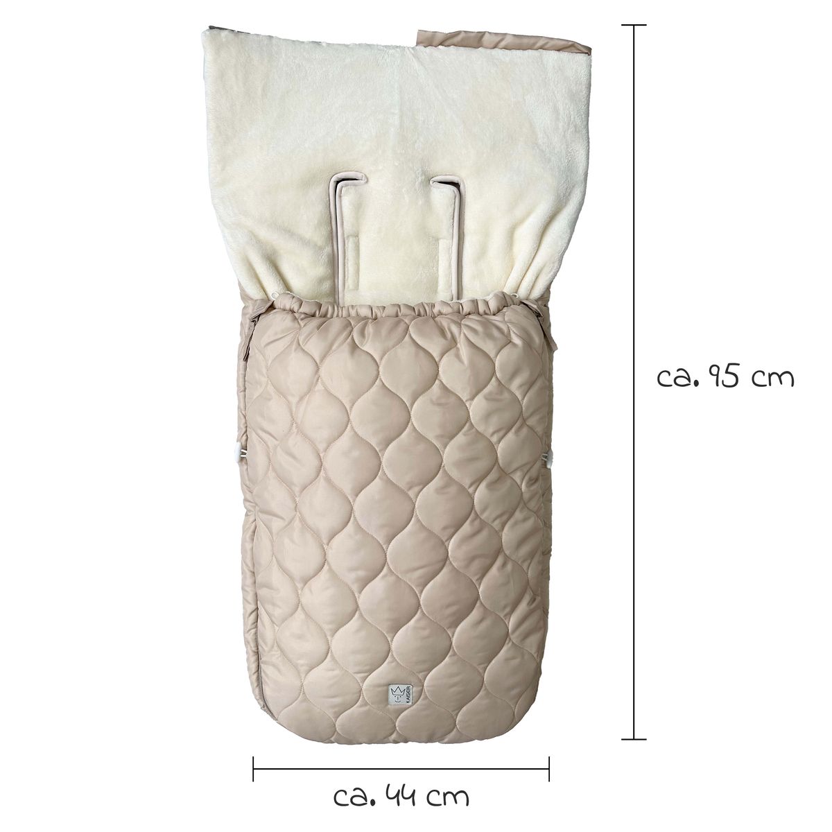 Vognpose Recy XL i 100 % resirkulert polyester sandkrem sideprofil