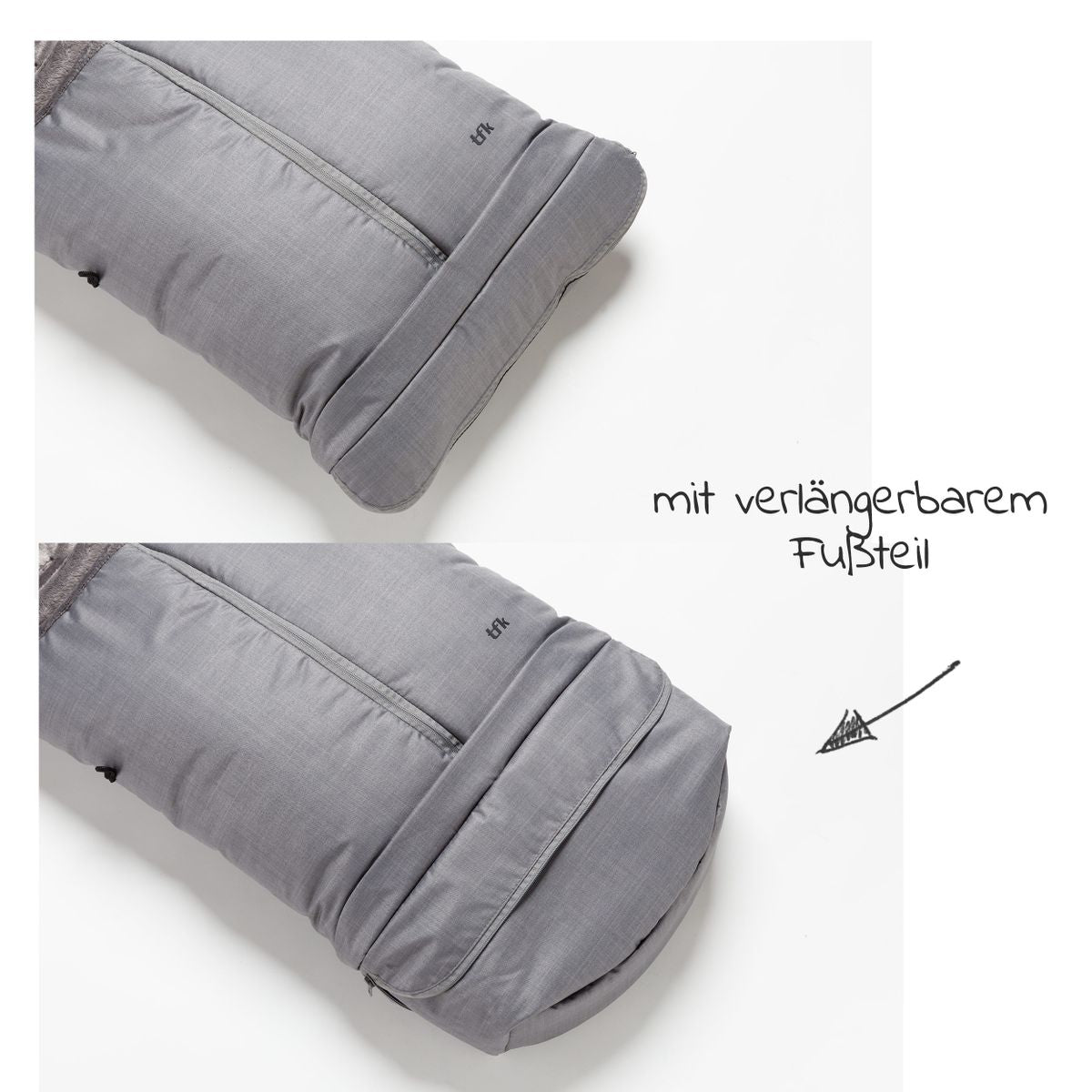 Vognpose i termofleece med forlengbar fotdel, grå bakside
