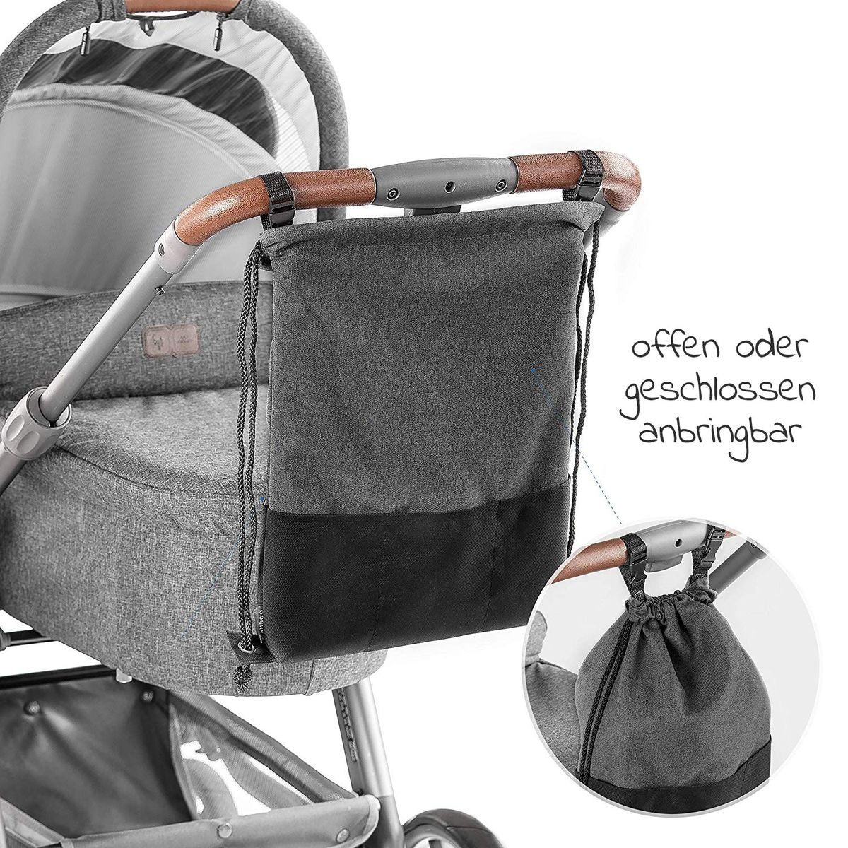 Detalj av lommer på Vognveske med lommer og ryggsekkfunksjon 43x33 cm - Zamboo