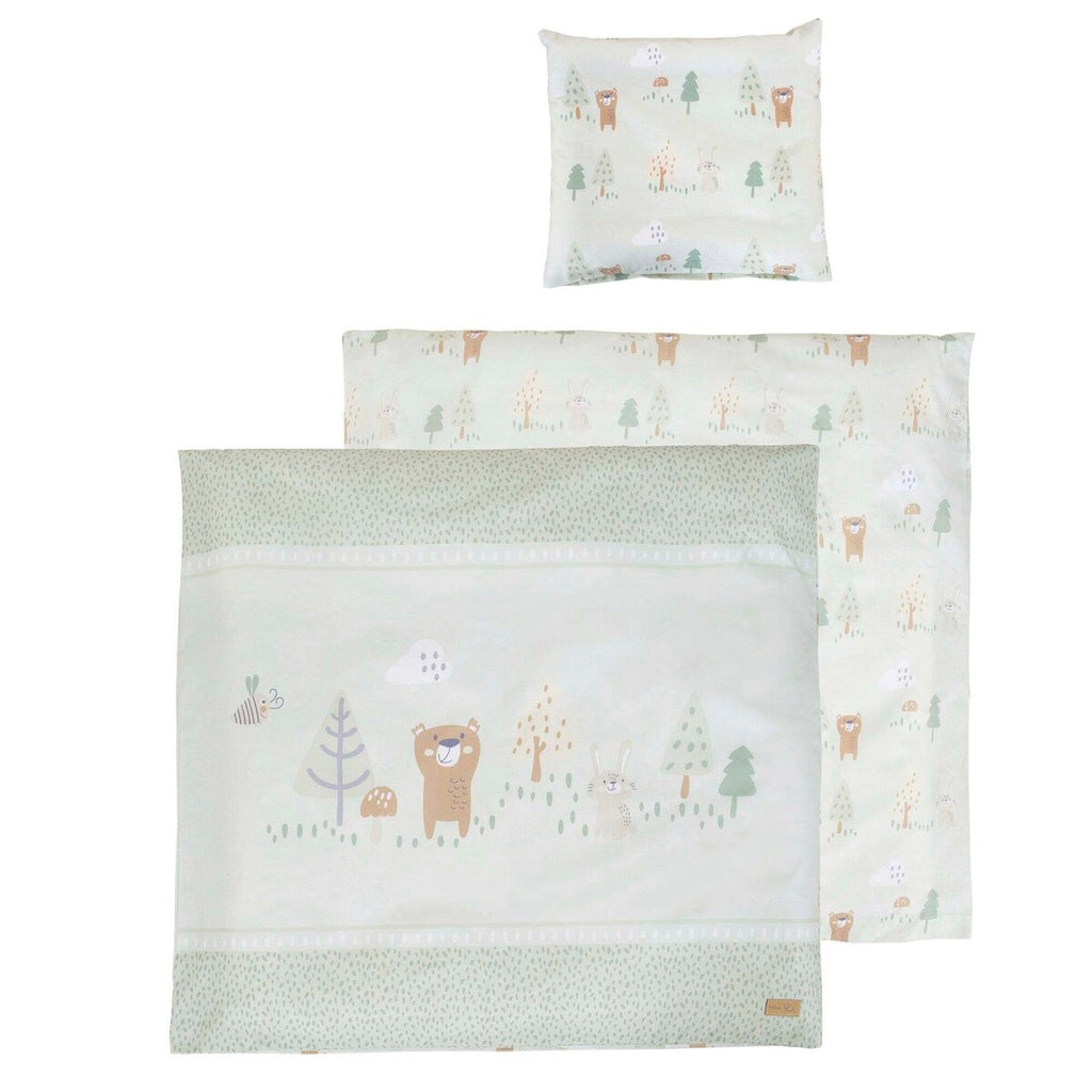 Vuggesett 2-delt Woodland Buddies 80x80 cm bomull bakside