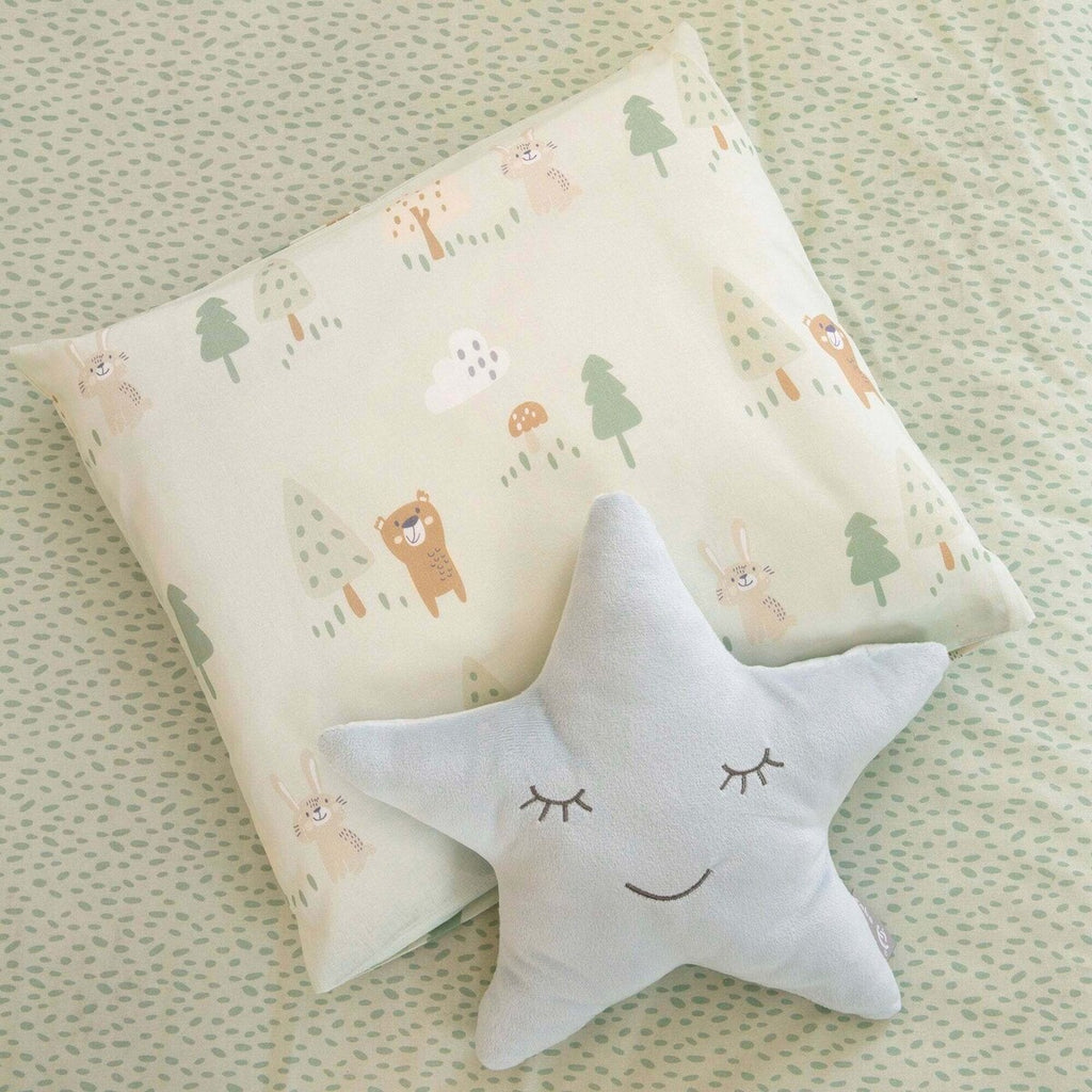 Vuggesett 2-delt Woodland Buddies 80x80 cm bomull sammenfoldet