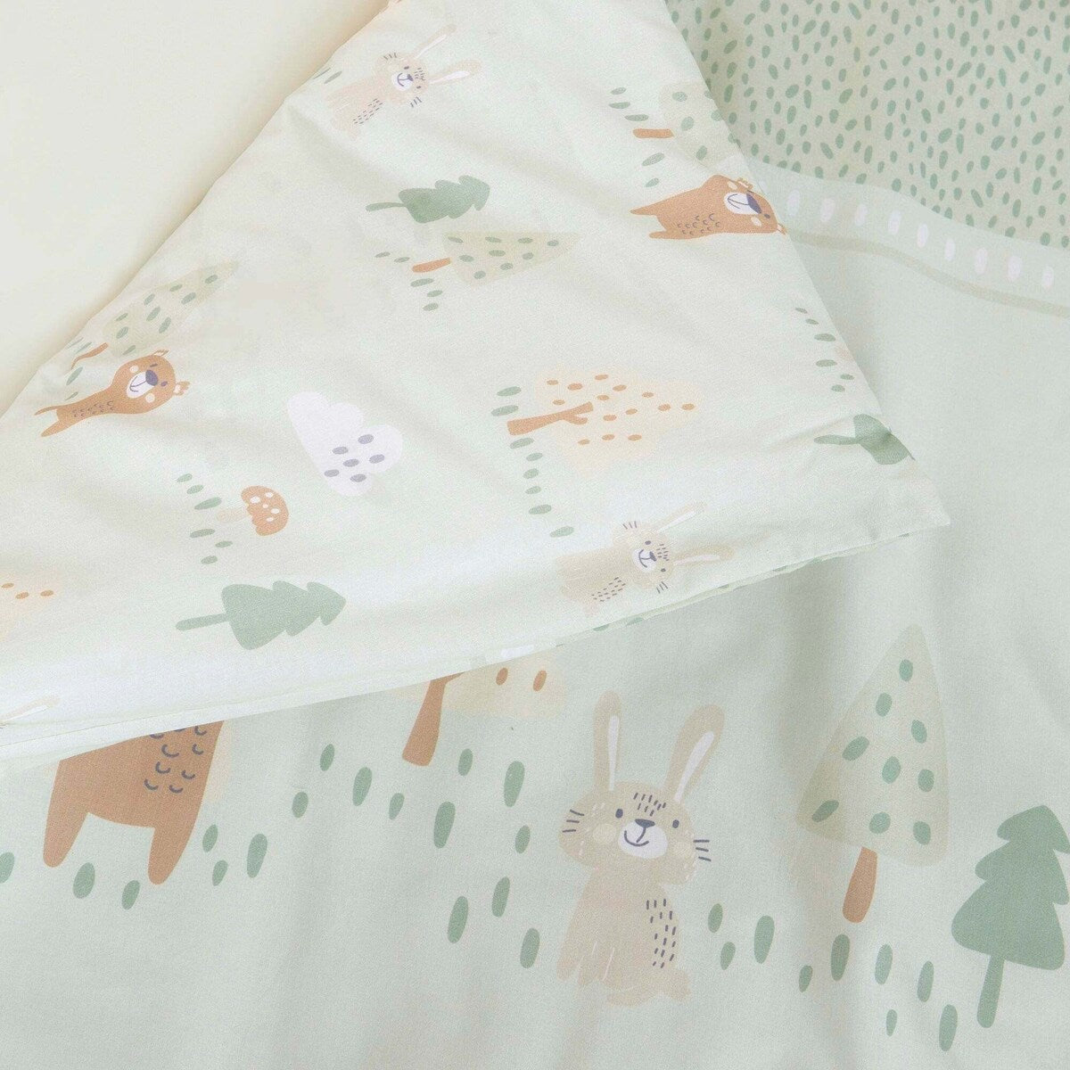 Vuggesett 2-delt Woodland Buddies 80x80 cm bomull med skogsdyrmotiv