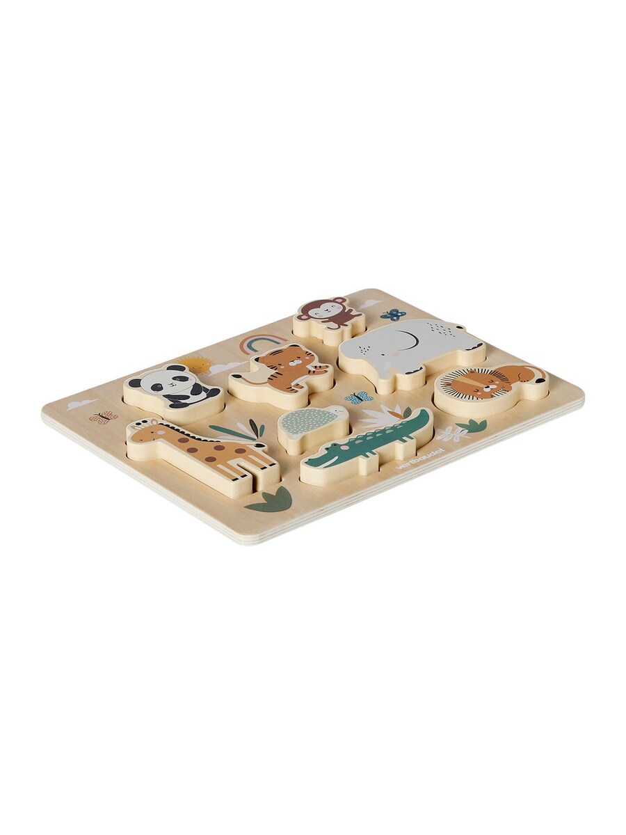 XL-puslespill JUNGEL i tre FSC® oversikt bakside med puslespillbiter
