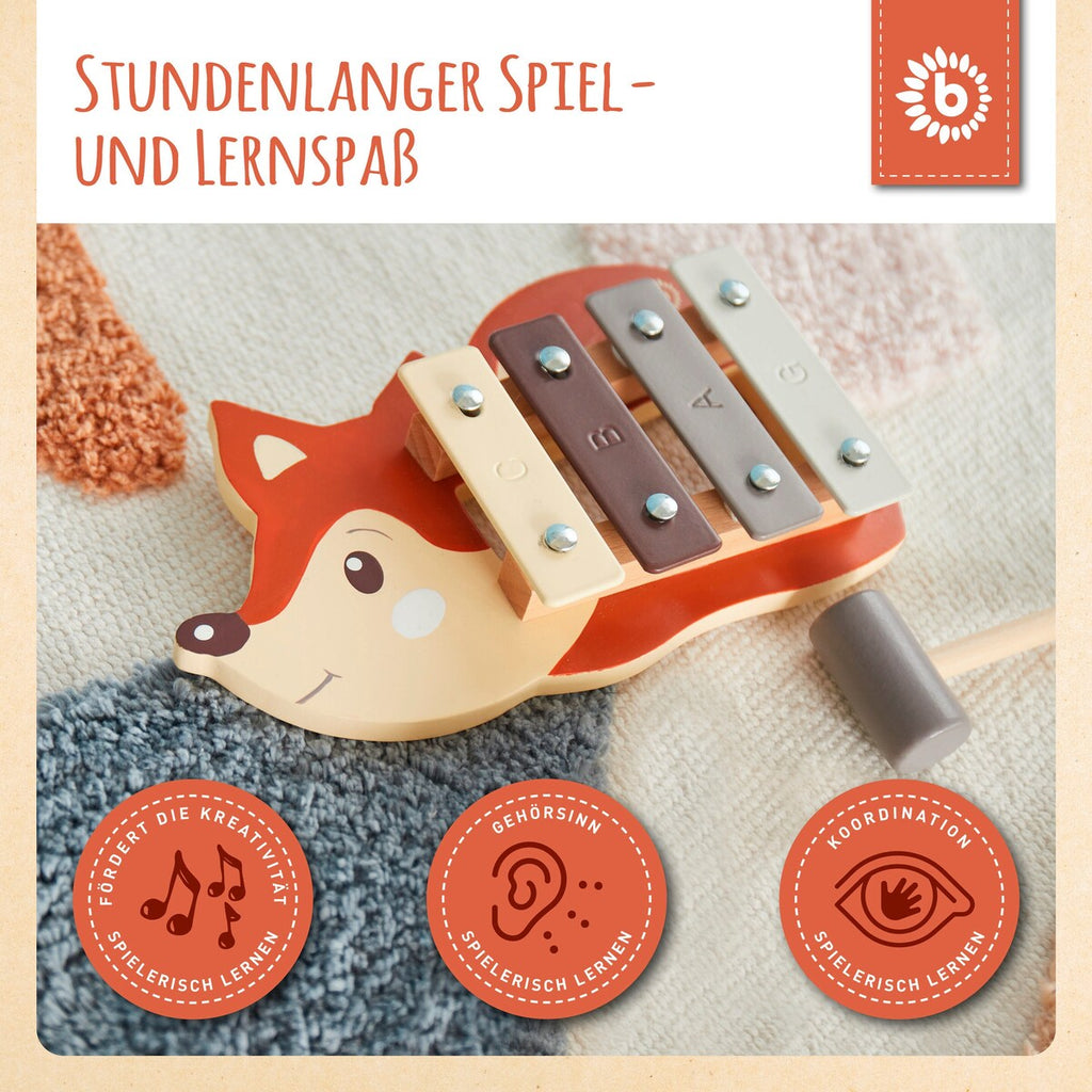 Montert Xylofon i tre med revedesign fra 12 mnd med slagpinne