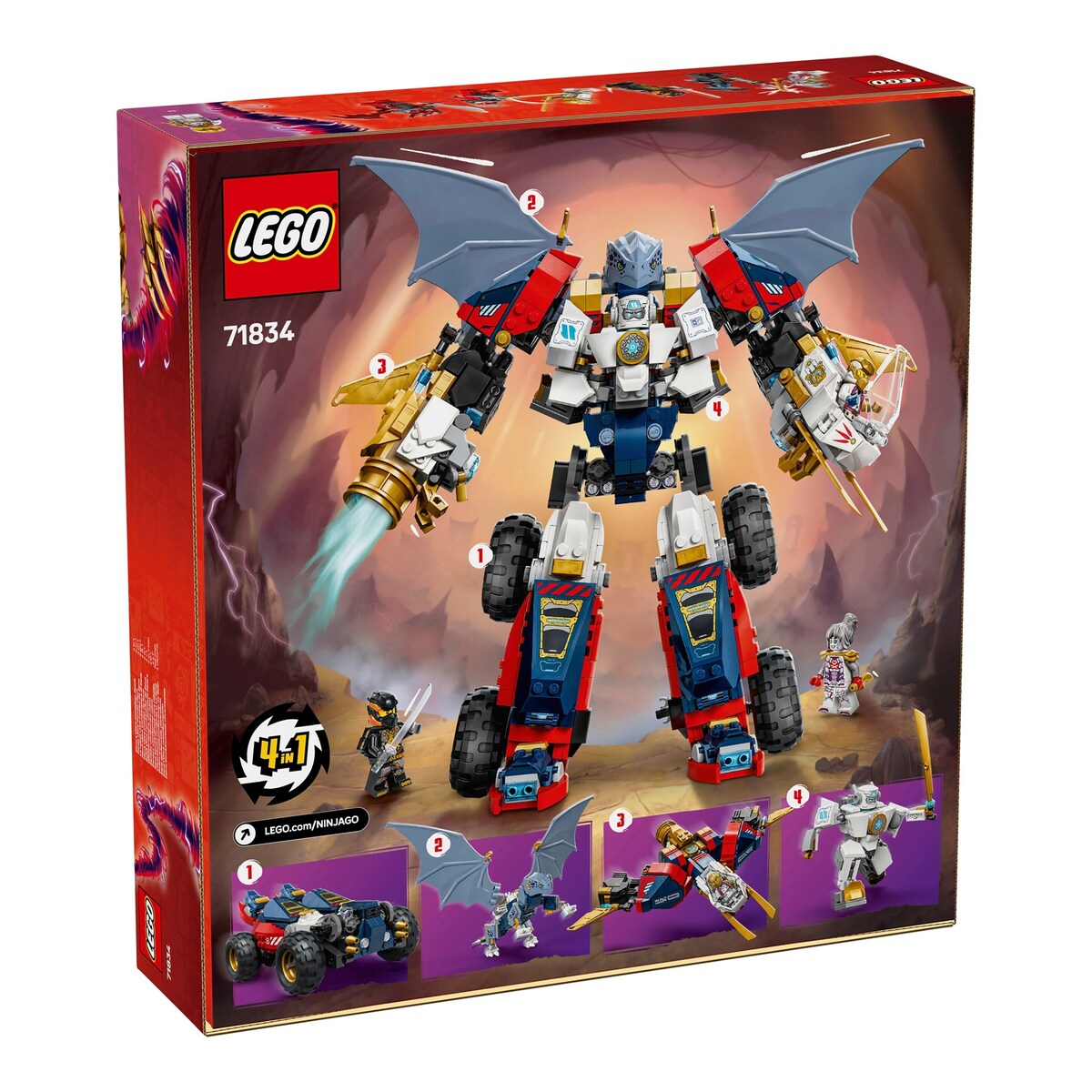 Nærbilde av LEGO® NINJAGO minifigur i Zanes Ultra-kombi-mech 71834